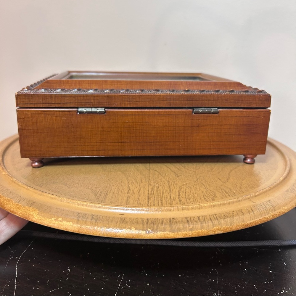 Vintage Wood Jewelry Box Trinket Box “All Through the Night‎ Mom” Poem Musical - Picture 9 of 15